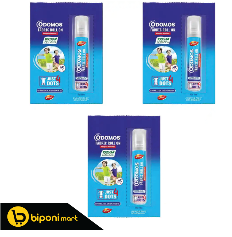 Odomos Mosquito Repellent Fabric Rollon Citronella & Eucalyptus Oil | 8Ml | Made In India