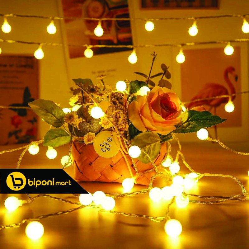 8 led ball shaped fairy lights, warm white snow ball waterproof decorative fairy lights for room decoration